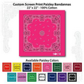 22"x22" Hot Pink Custom Printed Paisley Imported 100% Cotton Bandanna